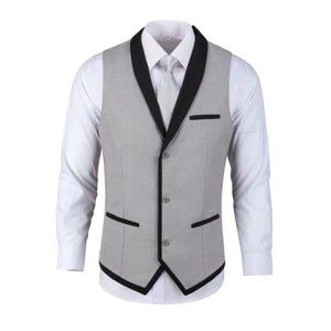 Mens Dress Vest Waistcoat Light Grey